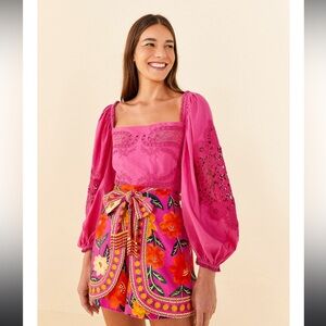NWT Farm Rio Magenta Lace Blouse
